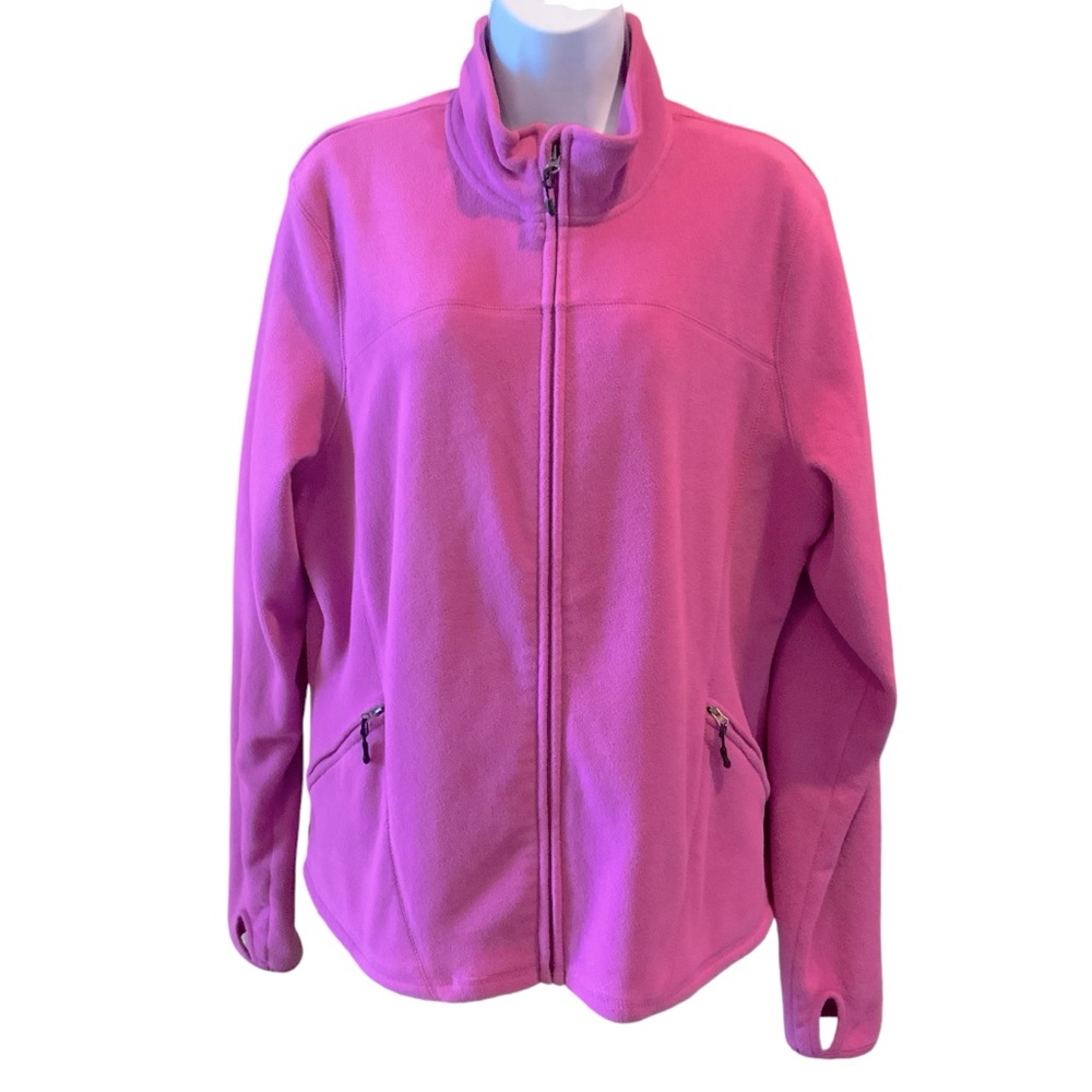Champion Fleece Zippered Sweatshirt Jacket Magenta Zippered Pockets Size XXL